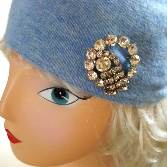 1950s Rhinestones Circle Brooch Vintage Mid Century Collar Hat Blouse Clutch - Picture 2 of 7